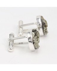 Pyrite Cufflinks 925 Sterling Silver Pyrite Cufflinks for Men
