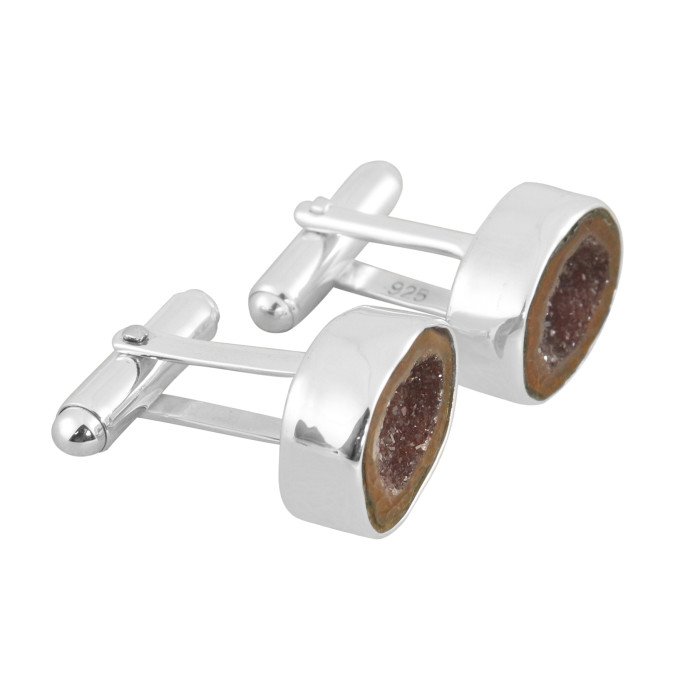 Tabasco Geode Cufflinks 925 Sterling Silver Geode Cufflinks for Men