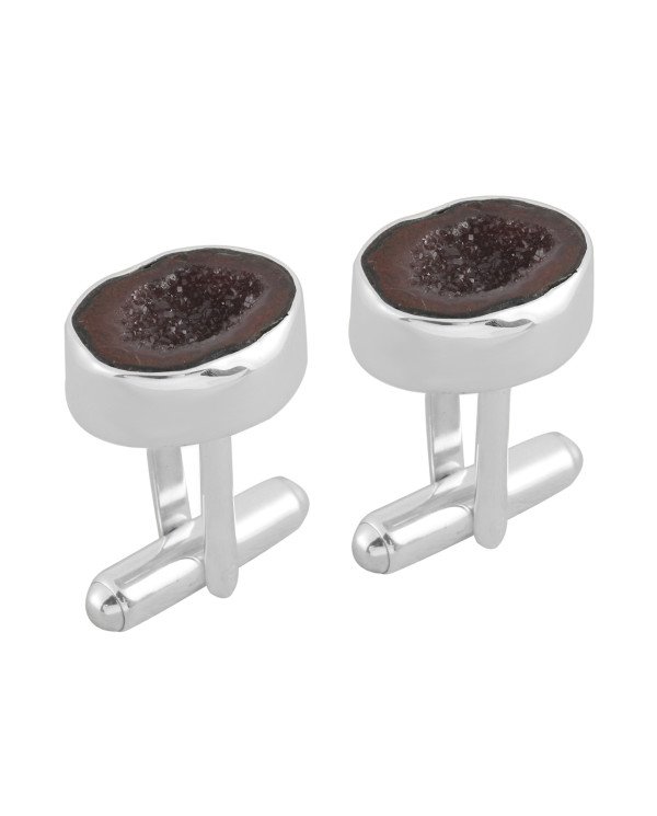 Tabasco Geode Cufflinks 925 Sterling Silver Geode Cufflinks for Men