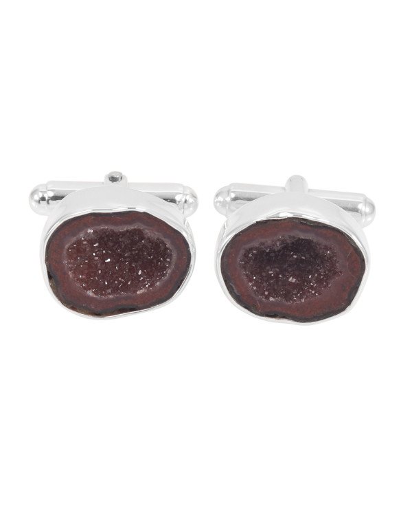Tabasco Geode Cufflinks 925 Sterling Silver Geode Cufflinks for Men