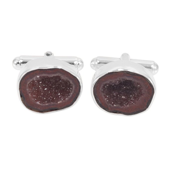 Tabasco Geode Cufflinks 925 Sterling Silver Geode Cufflinks for Men