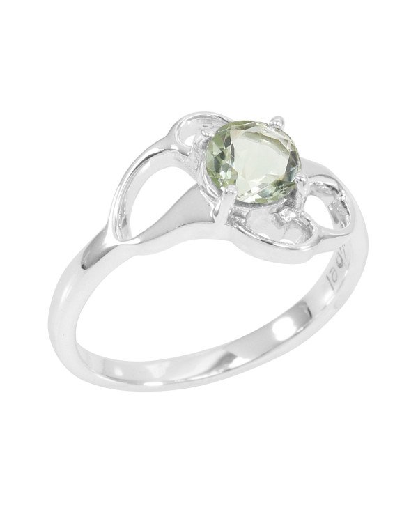 Sterling Silver Round Prasiolite Green Amethyst Ring-jewelsartisan