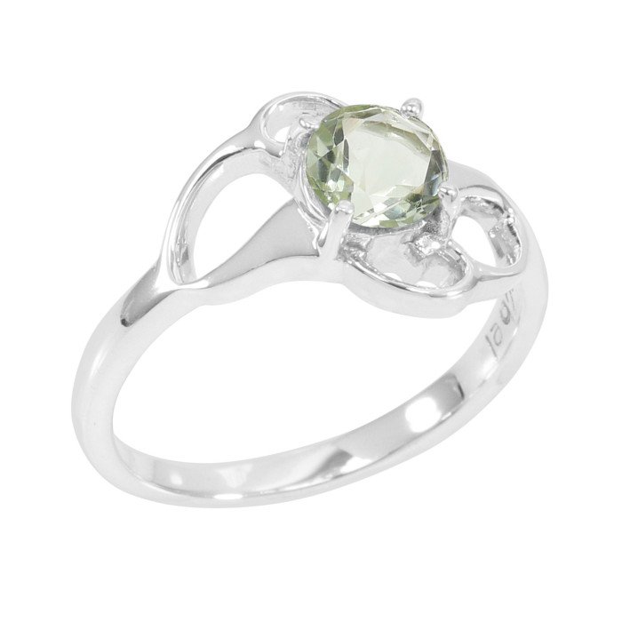 Sterling Silver Round Prasiolite Green Amethyst Ring-jewelsartisan