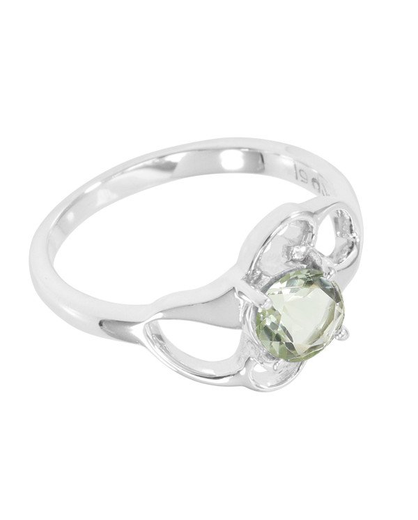 Sterling Silver Round Prasiolite Green Amethyst Ring-jewelsartisan