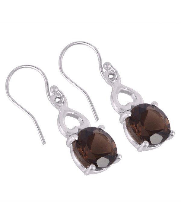 Small Dangle Earrings Smokey Quartz Silver Gemstone Dangle Earrings
