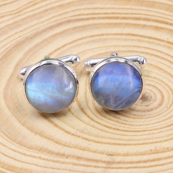 Rainbow Moonstone Cufflinks 925 Sterling Silver Moonstone Cufflinks for Men
