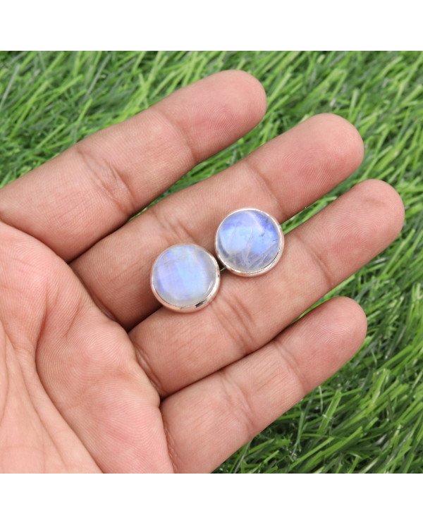 Rainbow Moonstone Cufflinks 925 Sterling Silver Moonstone Cufflinks for Men