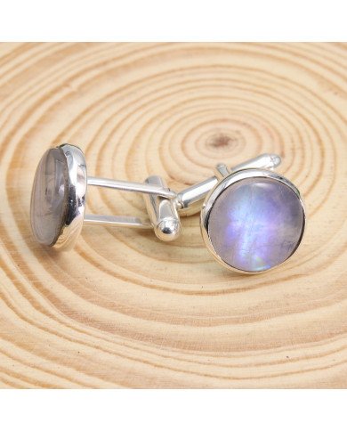 Rainbow Moonstone Cufflinks 925 Sterling Silver Moonstone Cufflinks for Men