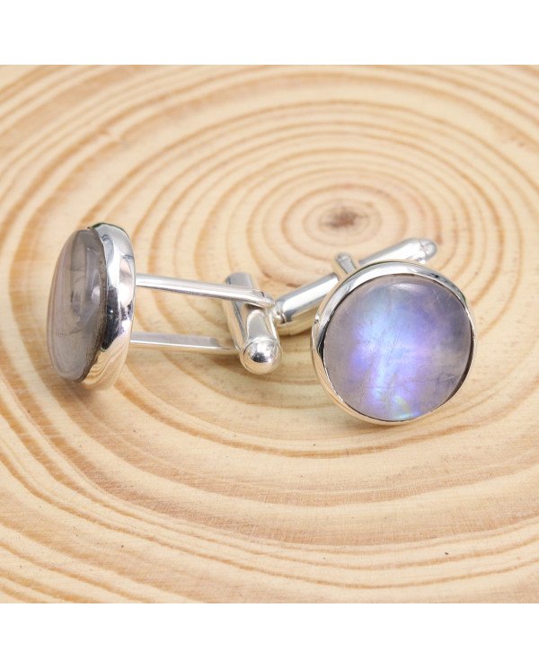 Rainbow Moonstone Cufflinks 925 Sterling Silver Moonstone Cufflinks for Men