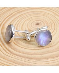 Rainbow Moonstone Cufflinks 925 Sterling Silver Moonstone Cufflinks for Men