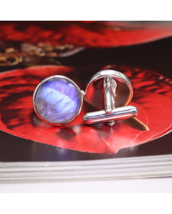 Rainbow Moonstone Cufflinks 925 Sterling Silver Moonstone Cufflinks for Men