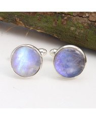 Rainbow Moonstone Cufflinks 925 Sterling Silver Moonstone Cufflinks for Men