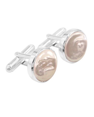 Pearl Cufflinks 925 Sterling Silver Fresh Water Pearl Cufflinks for Men