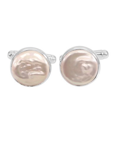 Pearl Cufflinks 925 Sterling Silver Fresh Water Pearl Cufflinks for Men