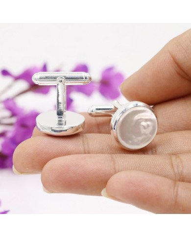 Pearl Cufflinks 925 Sterling Silver Fresh Water Pearl Cufflinks for Men