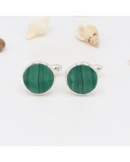 Malachite Cufflinks 925 Sterling Silver Malachite Cufflinks for Men