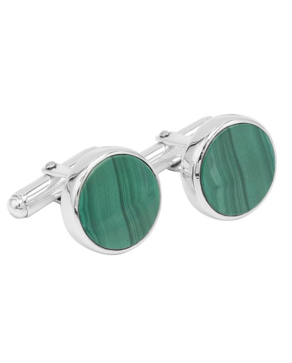 Malachite Cufflinks 925 Sterling Silver Malachite Cufflinks for Men