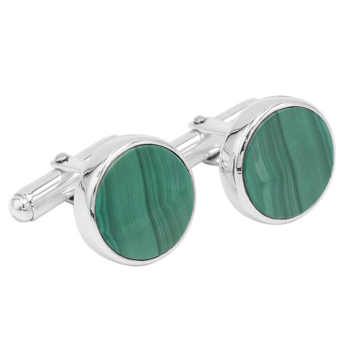 Malachite Cufflinks 925 Sterling Silver Malachite Cufflinks for Men