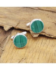 Malachite Cufflinks 925 Sterling Silver Malachite Cufflinks for Men
