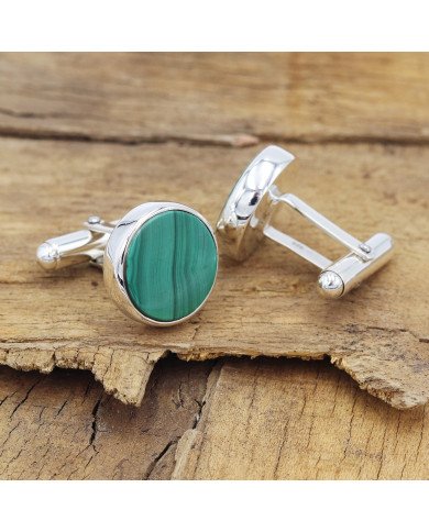 Malachite Cufflinks 925 Sterling Silver Malachite Cufflinks for Men