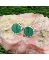 Malachite Cufflinks 925 Sterling Silver Malachite Cufflinks for Men