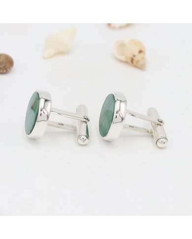 Malachite Cufflinks 925 Sterling Silver Malachite Cufflinks for Men