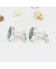 Malachite Cufflinks 925 Sterling Silver Malachite Cufflinks for Men