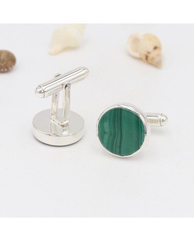 Malachite Cufflinks 925 Sterling Silver Malachite Cufflinks for Men