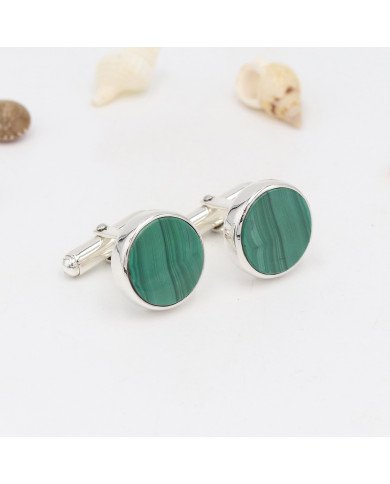Malachite Cufflinks 925 Sterling Silver Malachite Cufflinks for Men