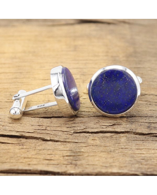 Lapis Cufflinks 925 Sterling Silver Lapis Cufflinks for Men