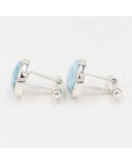 Larimar Cufflinks 925 Sterling Silver Larimar Cufflinks for Men