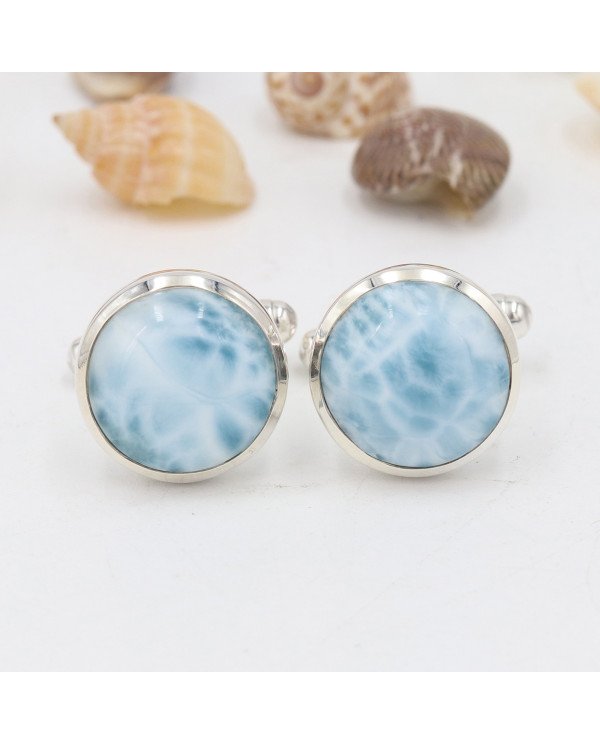 Larimar Cufflinks 925 Sterling Silver Larimar Cufflinks for Men