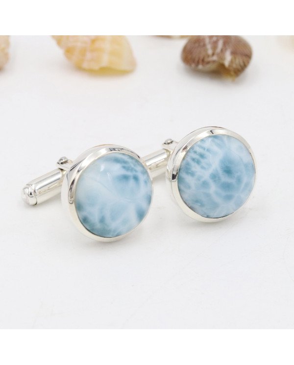 Larimar Cufflinks 925 Sterling Silver Larimar Cufflinks for Men