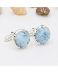 Larimar Cufflinks 925 Sterling Silver Larimar Cufflinks for Men
