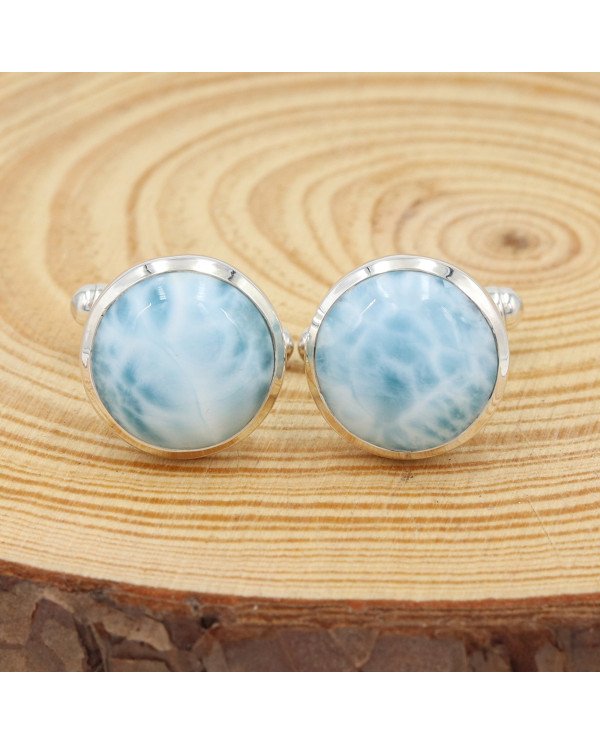 Larimar Cufflinks 925 Sterling Silver Larimar Cufflinks for Men