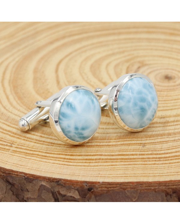 Larimar Cufflinks 925 Sterling Silver Larimar Cufflinks for Men
