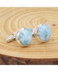 Larimar Cufflinks 925 Sterling Silver Larimar Cufflinks for Men