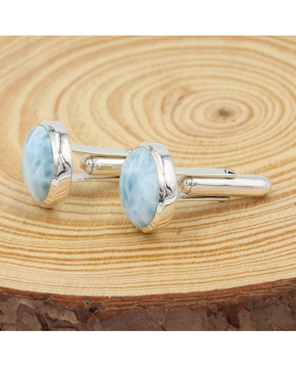 Larimar Cufflinks 925 Sterling Silver Larimar Cufflinks for Men