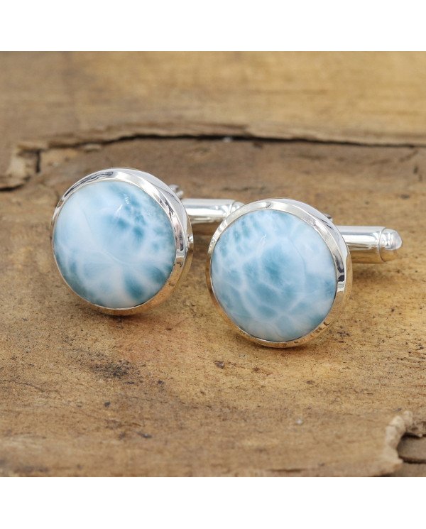 Larimar Cufflinks 925 Sterling Silver Larimar Cufflinks for Men