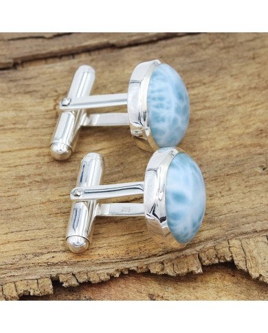 Larimar Cufflinks 925 Sterling Silver Larimar Cufflinks for Men