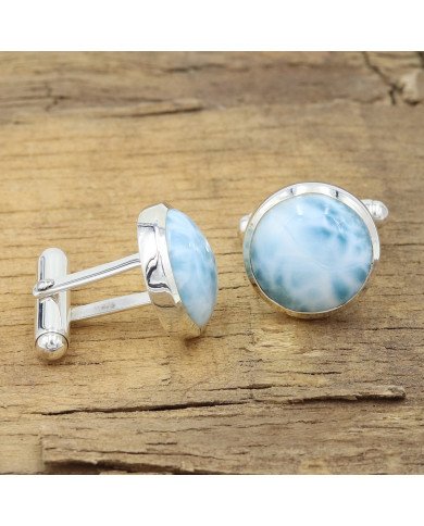 Larimar Cufflinks 925 Sterling Silver Larimar Cufflinks for Men