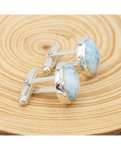Larimar Cufflinks 925 Sterling Silver Larimar Cufflinks for Men