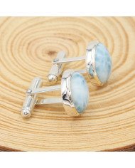 Larimar Cufflinks 925 Sterling Silver Larimar Cufflinks for Men