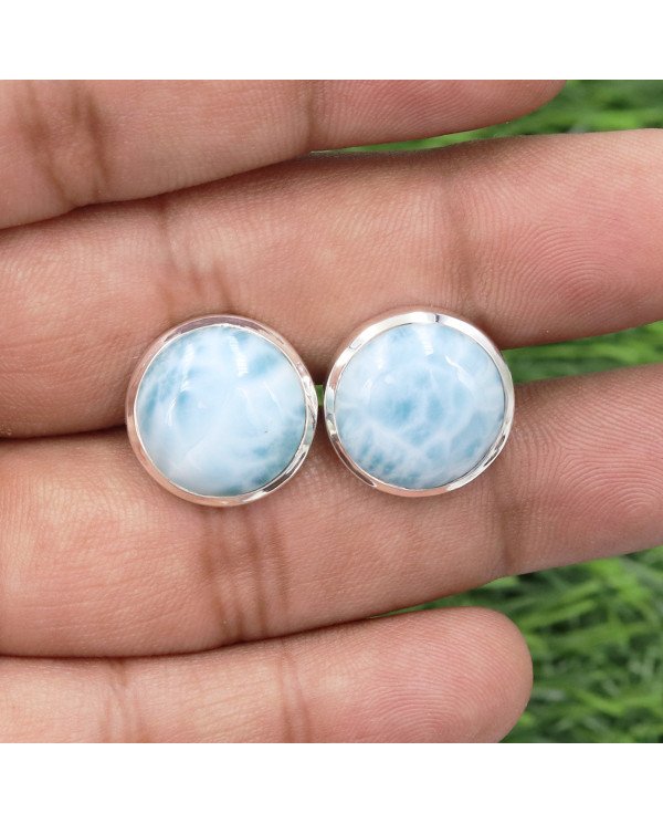 Larimar Cufflinks 925 Sterling Silver Larimar Cufflinks for Men