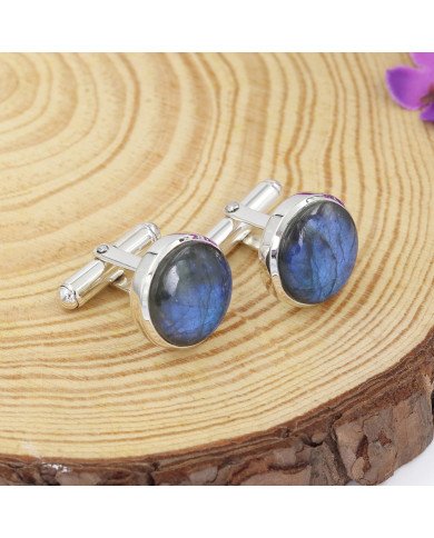 Labradorite Cufflinks 925 Sterling Silver Labradorite Cufflinks for Men