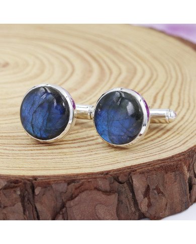 Labradorite Cufflinks 925 Sterling Silver Labradorite Cufflinks for Men