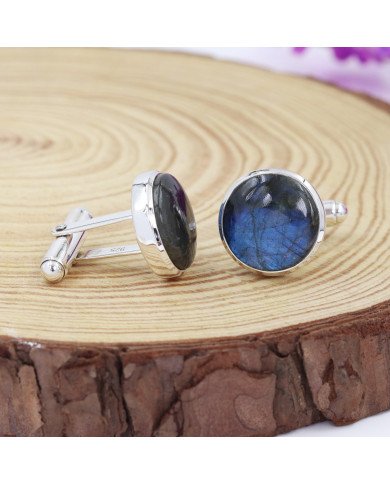 Labradorite Cufflinks 925 Sterling Silver Labradorite Cufflinks for Men