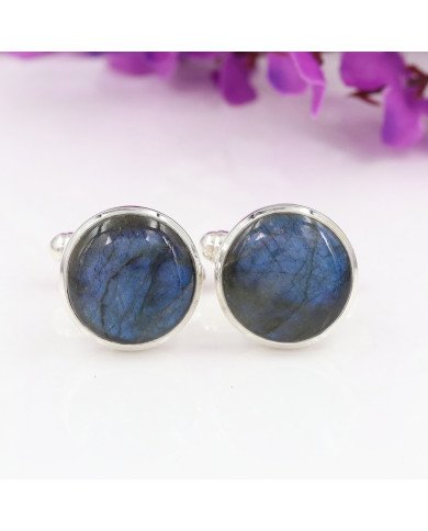 Labradorite Cufflinks 925 Sterling Silver Labradorite Cufflinks for Men
