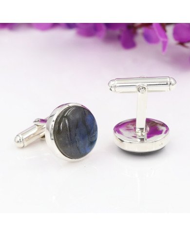 Labradorite Cufflinks 925 Sterling Silver Labradorite Cufflinks for Men
