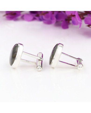 Labradorite Cufflinks 925 Sterling Silver Labradorite Cufflinks for Men